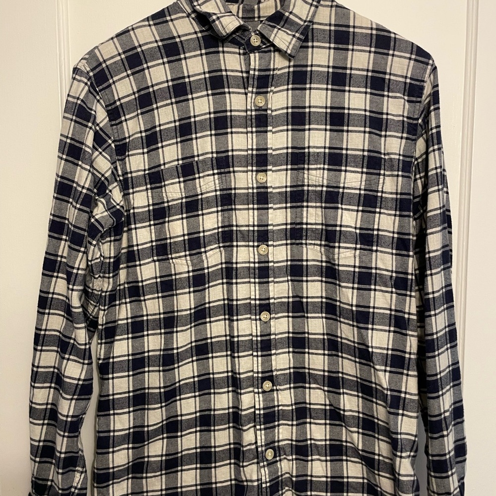 Club Monaco Blue and White Checkered Shirt